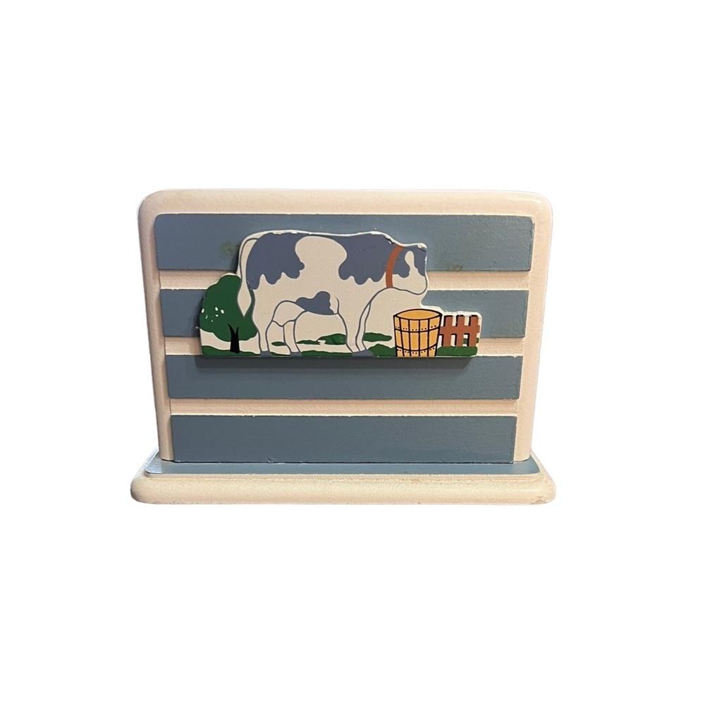 Vintage Wooden Cow Napkin Holder